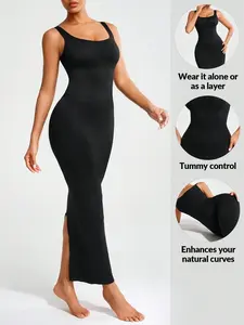 VYNCE Ladies' Solid Color Slim Fit Sleeveless Bodycon Dress With Back Slit