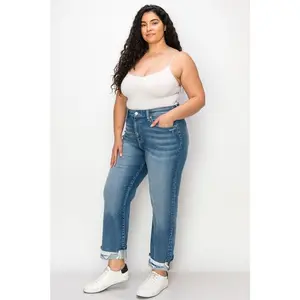 Plus Violet High Rise Stretch Straight Jeans