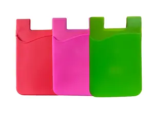 Phone Card Holder, Phone Wallet Stick-On – Multi-Purpose Silicone Card Holder,Red+Green+Pink 3Pcs Cellphone Mount Smartphone Stand