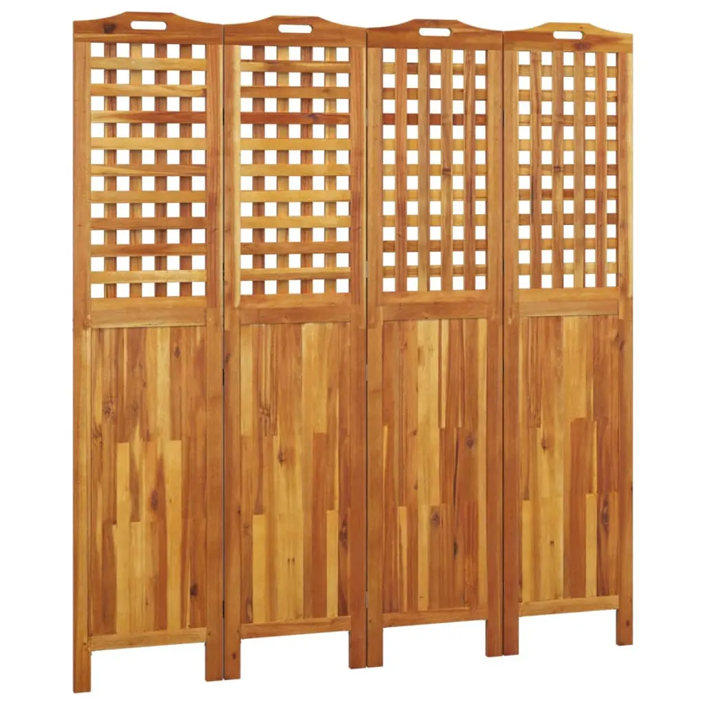 vidaXL 4 Panel Room Divider, Room Divider Privacy Screen Folding 4 Panel, Folding Divider Screen for Home Office, Farmhouse Style, Solid Wood Acacia 318549