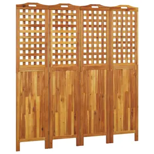 vidaXL 4 Panel Room Divider, Room Divider Privacy Screen Folding 4 Panel, Folding Divider Screen for Home Office, Farmhouse Style, Solid Wood Acacia 318549