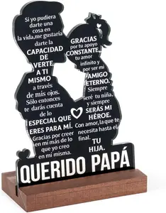 Father Day Gifts, Gift for Dad from Daughter - Spanish Papá Daughter Embracing Sentimental Acrylic Plaque with Wood Stand Best Father Ever Gifts Regalos para Papá Birthday Father's Day Christmas Keepsake Gifts