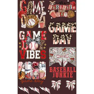 GAME DAY (BASEBALL) (1) PREMADE GANGSHEET - 22X36 DTF TRANSFERS - DIRECT TO FILM
