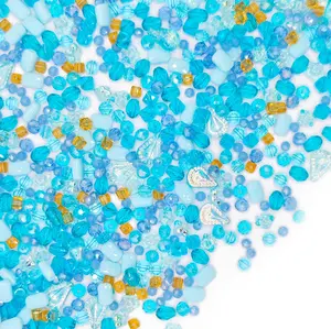 L1081]Tiny Aqua Breeze DIY Beads DIY Charms Set