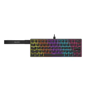 AJAZZ NK61 Mechanical Keyboard with Red Switches, ABS Black Keycaps, 60% Compact Layout, Wired Office Mechanical Keyboard, TKL Mixed Backlighting, Ribbon Included, Portable, Comfortable Typing Feel, Suitable for Gaming, Office, and More Scenarios