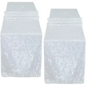 2 Pack 12 x 72 Inch  Sequin Table Runner, Sparkly Glitter Table Runners for Wedding, Birthday, Bachelorette,  Shower, Holiday Party Decorations Supplies