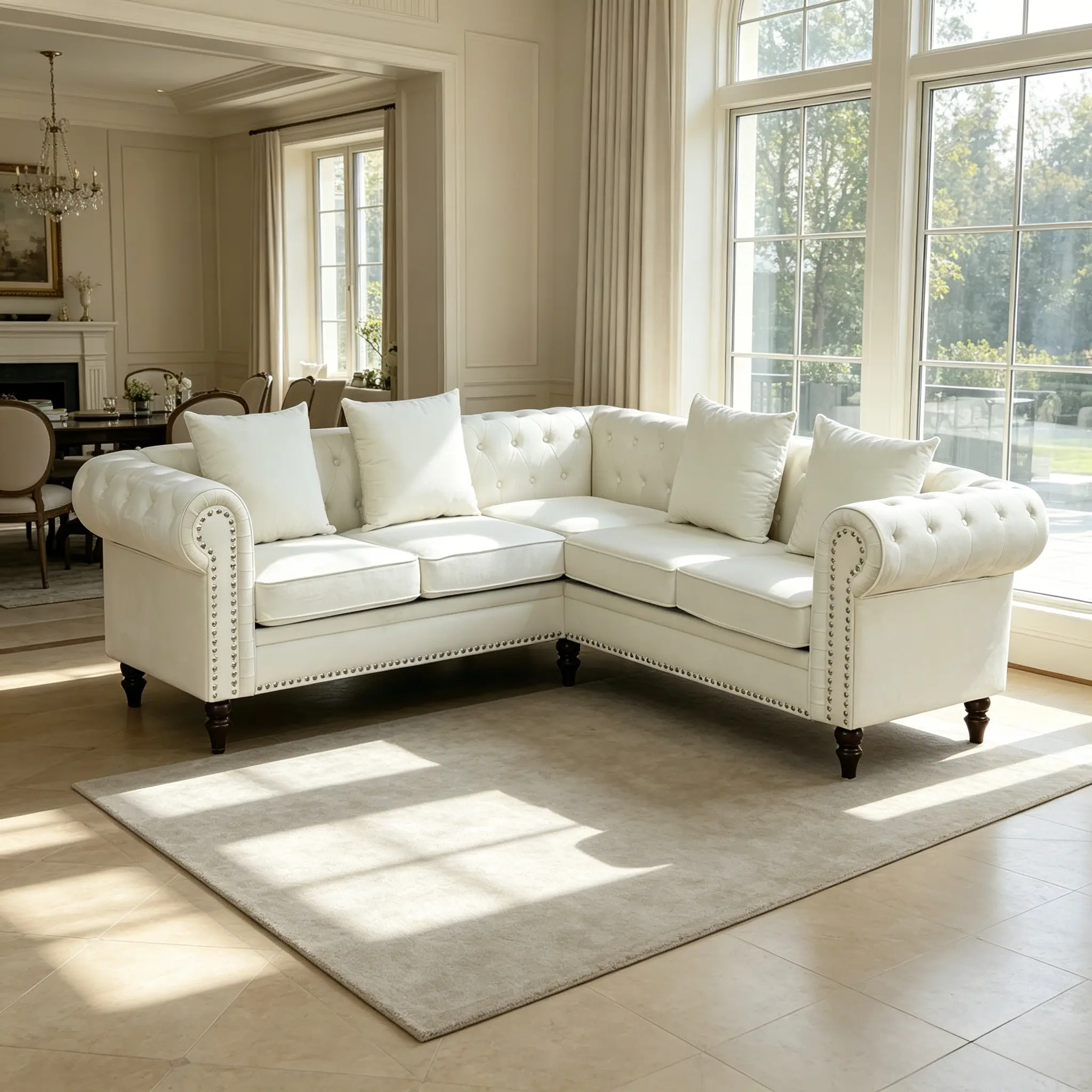 Minimalist White Cozy Flannelette Upholstery 2-Pieces Sofa Set - 62.5" Long Comfy Couch, 62.5-in Indoor Furniture Seating Ensemble for All-Day Relaxation, Easy Home Decor Matching, Assembly Required