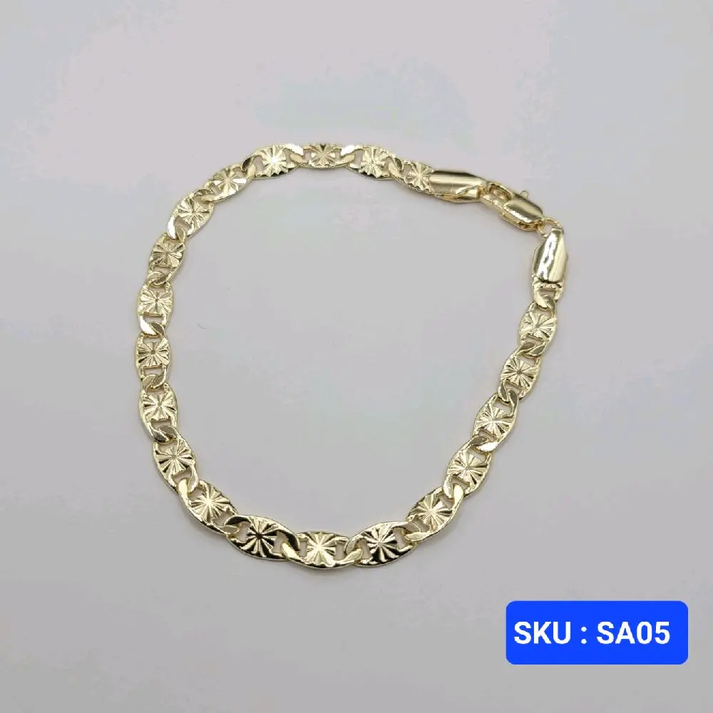 Bracelet Unisex Fashion Laminated-Gold Small Adult size 7.5 inches 5 millimeters wide Jewerly Accessory. Boho Style Bangles