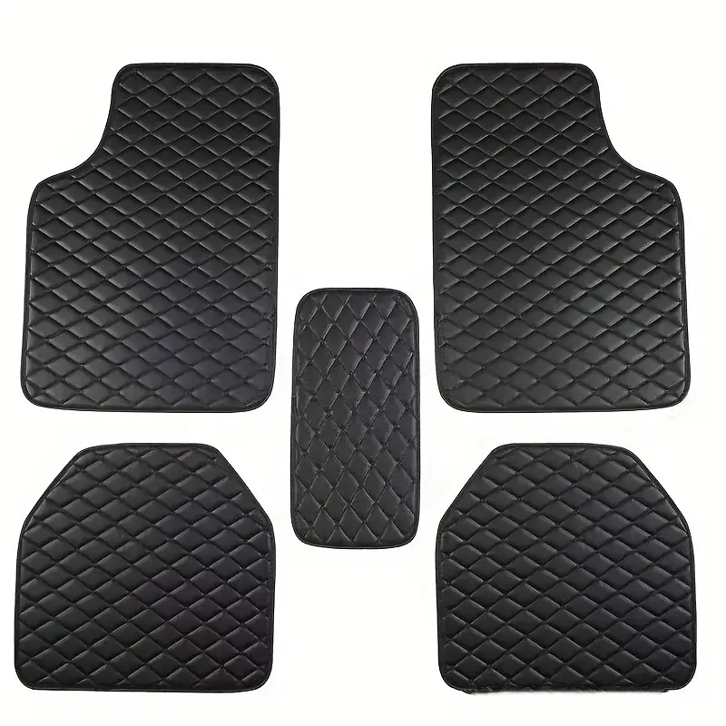 5 Piece Universal Leather Car Floor Mat Non slip and Wear resistant Waterproof and Easy To Clean Effectively Protects The Baseplate in The Car Can Fully Protect The Interior of The Car and Is A Universal Car Fashion Accessory in All Seasons