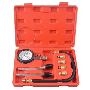 8-piece car engine cylinder compression tester kit, professional car and motorcycle engine gasoline cylinder pressure gauge detection tool