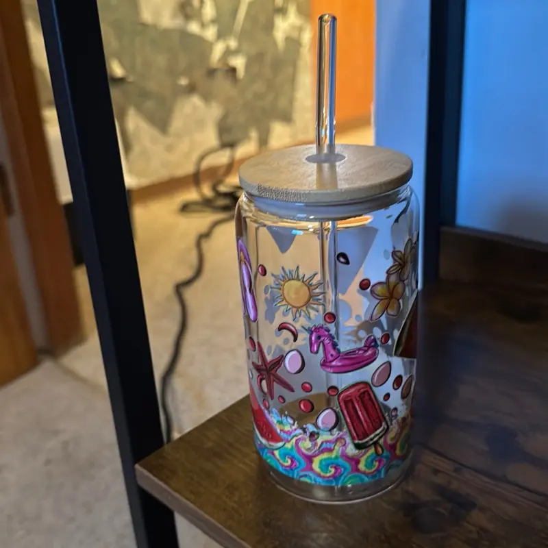 Pick your16 oz glass cup with bamboo lid and glass straw