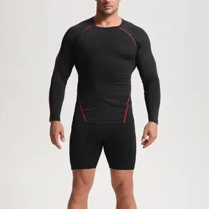 NELEUS Men's 3 Pack Compression Long Sleeve Shirts Contrast Line Athletic Tops