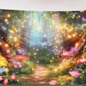 Garden Light String Backdrop, Garden Party Banner Flag, Photo Props Background Cloth, Indoor & Outdoor Background Decoration for Home Party, Ornaments, Party Decorations Banners