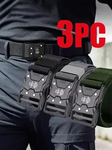 3pc Unisex Tactical Belt, Multi-Functional Nylon Waistband, Breathable Canvas Webbing, Quick Release Design, Comfortable and Durable, Fashionable
