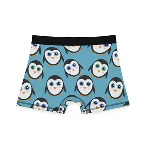 PENGUINS Boxer Briefs - Undies, Shorts, Underwear, Boyfriend, Gift, Date Night, Antarctica, Emperor, King, Flightless bird, Blue Black White
