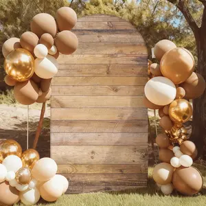 Elastic Wood Grain U-Shaped Background Cloth for Party Decoration, Round Arch Cover, Outdoor Backdrop, Wedding Arch Backdrop, No Arch Included, Nylon Frame