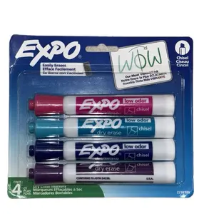 Expo Low Odor Dry Erase Markers – 4 Pack Assorted Colors, Chisel Tip