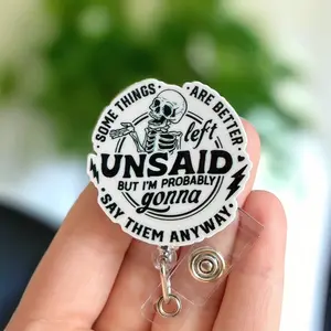 Glitter My Badge Some things are better left unsaid but I’m probably going to say them funny badge reel for nurse and hospital workers. Badge clip Badge pull - Retractable swivel clip with a 360 rotation. Great gift for coworker. Healthcare