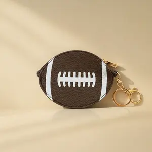 Football Ball Keychain Bag Charm Coin Pouch - Sports Mini Bag for Women, Perfect Gift for Team