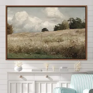 Framed Canvas Oil Painting Landscape Wall Art, Nature Framed Large Gallery Art, Vintage Art, Minimalist Art for Room, Bedroom, Office