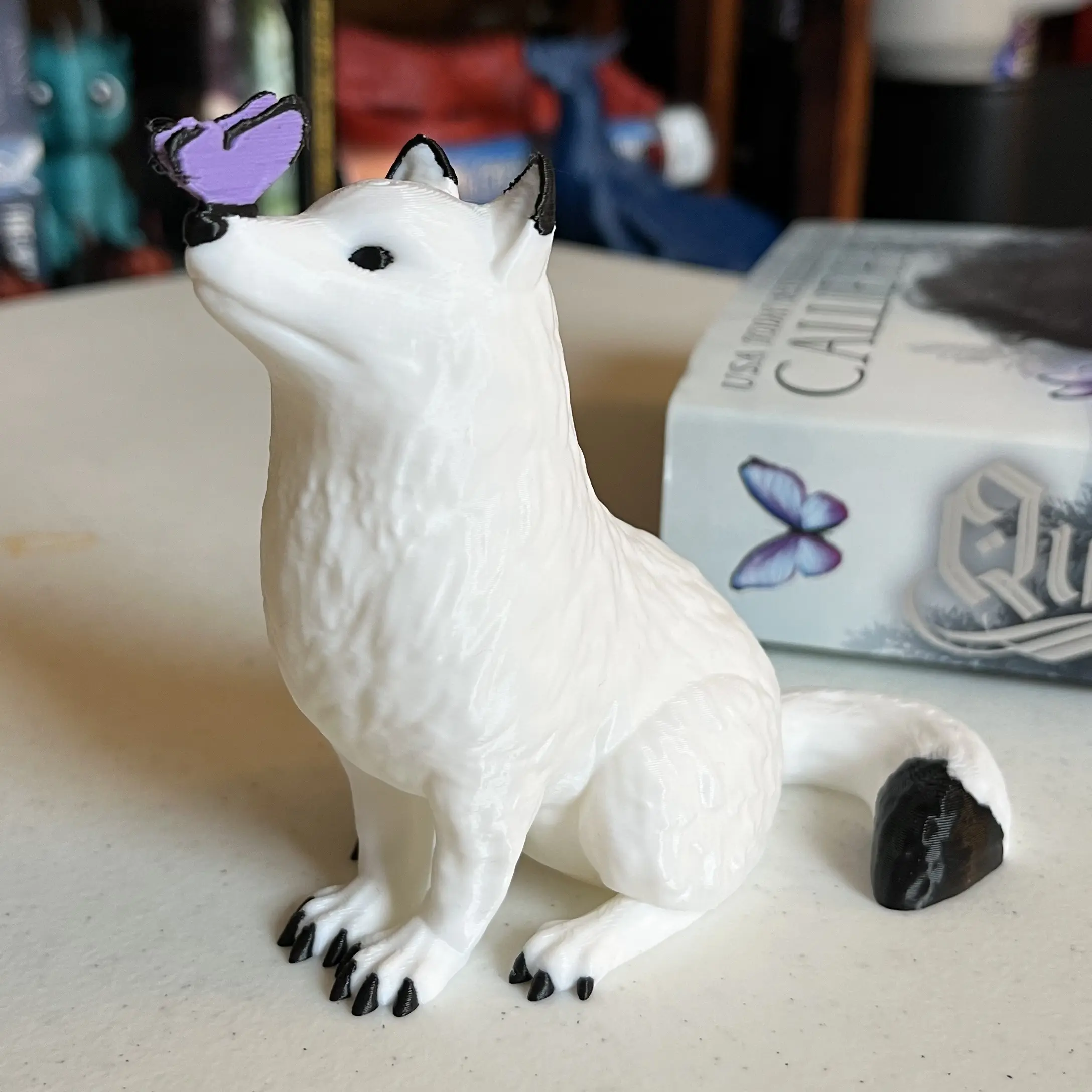 Brimstone Fox with Butterfly Bookshelf Decor - Alchemy and Fae Magic Figure - TF&A Inspired 3D Printed Bookish Decor