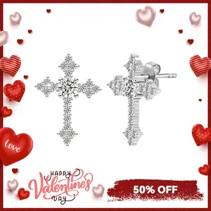 Delzzad Cross Prong Synthetic Moissanite Stud Earring S925 Moissanite Jewelry Perfect Birthday Mother’s Day Gift for Men Women Wedding Set