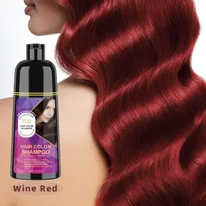 [Natural black hair]ECO Cherry Red Hair Dye Shampoo 3 in 1,  Herbal Ingredients Hair Coloring Shampoo in Minutes 13.6 fl oz  Haircare Ginseng,Instant Hair Color Shampoo for Women Men