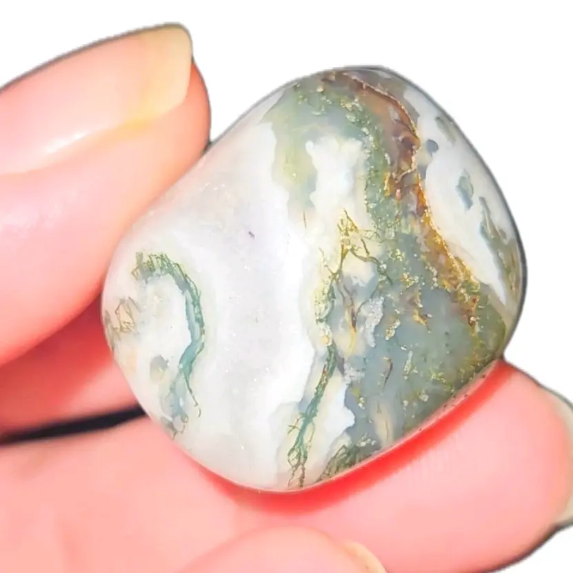 Moss Agate Crystal Tumbles - Small - only 4 left- Green Crystals- Random pick