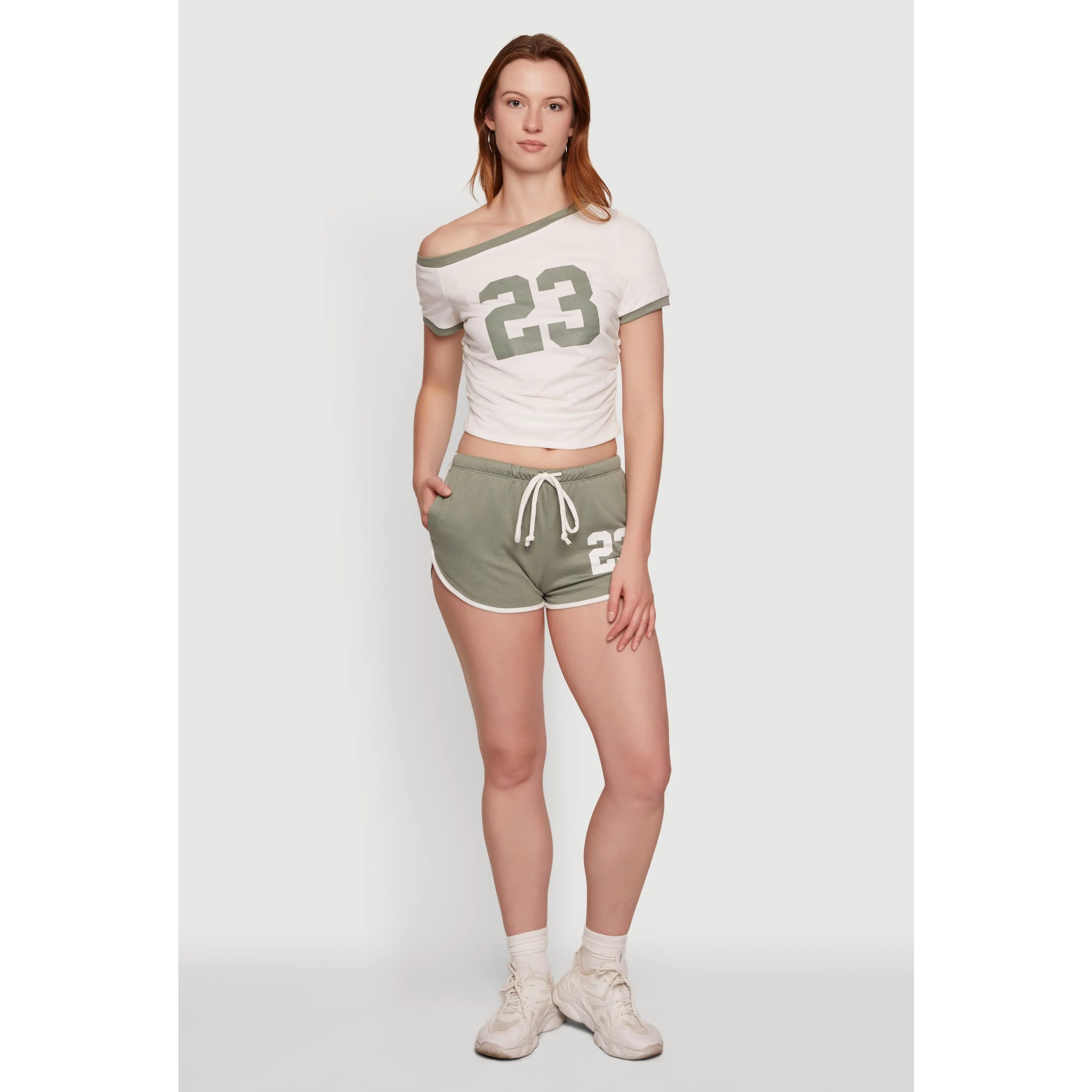 23 Graphic Drawstring Waist Dolphin Shorts