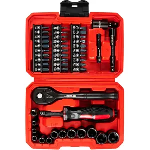 LLNDEI 48-Piece 1/4" Mini Socket Ratchet Set, Metric 4–14mm Shallow Sockets, 6-Point, 72-Teeth Mini Ratcheting Wrench, Bits & Extensions