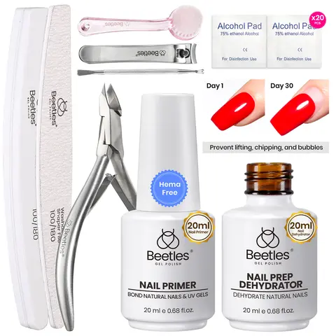 Beetles Hema-Free Nail Prep Kit Nail Dehydrator and Primer Nail Care Tool Kit Acid-Free Dehydrate Bond Primer with Manicure Tools for Polish Cutics  #TikTokShopBacktoSchool