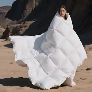 Luxury Goose Down Comforter – Soft, Fluffy, All-Season Duvet Insert，Baffle Box Design，8 Corner Tabs