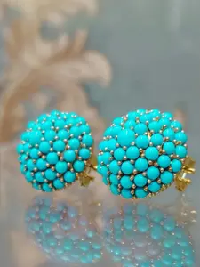 One Palace Style Retro Synthetic Turquoise Flower Shape Stud Earrings for Women Elegant Jewelry Fashion Exquisite Luxury Golden Color Statement Earrings for Everyday & Formal Events, The Perfect Gift For Ladies and Girls, Trendy Jewelry