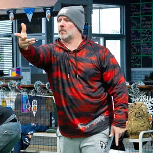 Red Black Tie Dye LW Hoodie - NOW