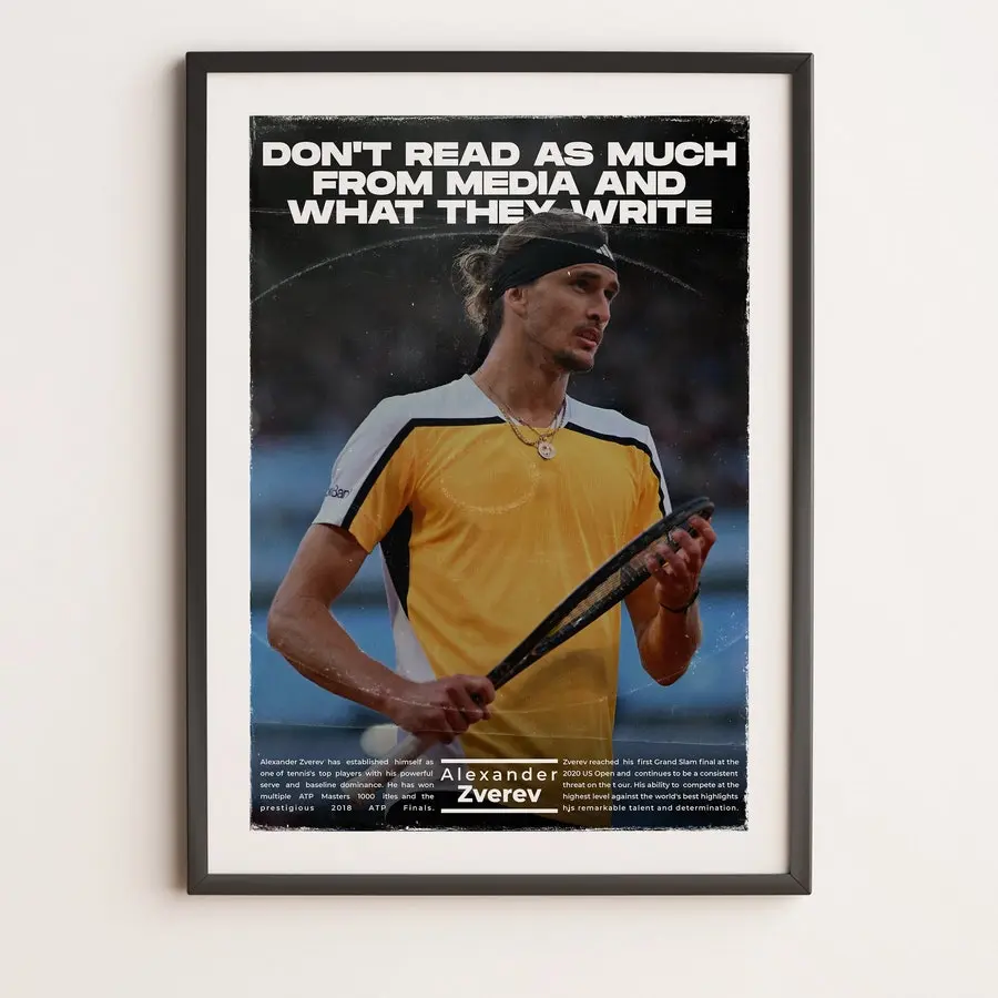 A Zverev, Minimalist Tennis Poster, Sport Motivational Poster, Tennis Art Gift, Tennis Wall Art, Wimbledon 2024