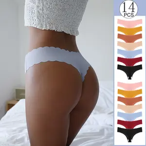 7-32 Pack Seamless Sport Thongs for Women - No VPL, Scallop Edge & Very Soft for Spring Summer, Yoga, Running & Gym：