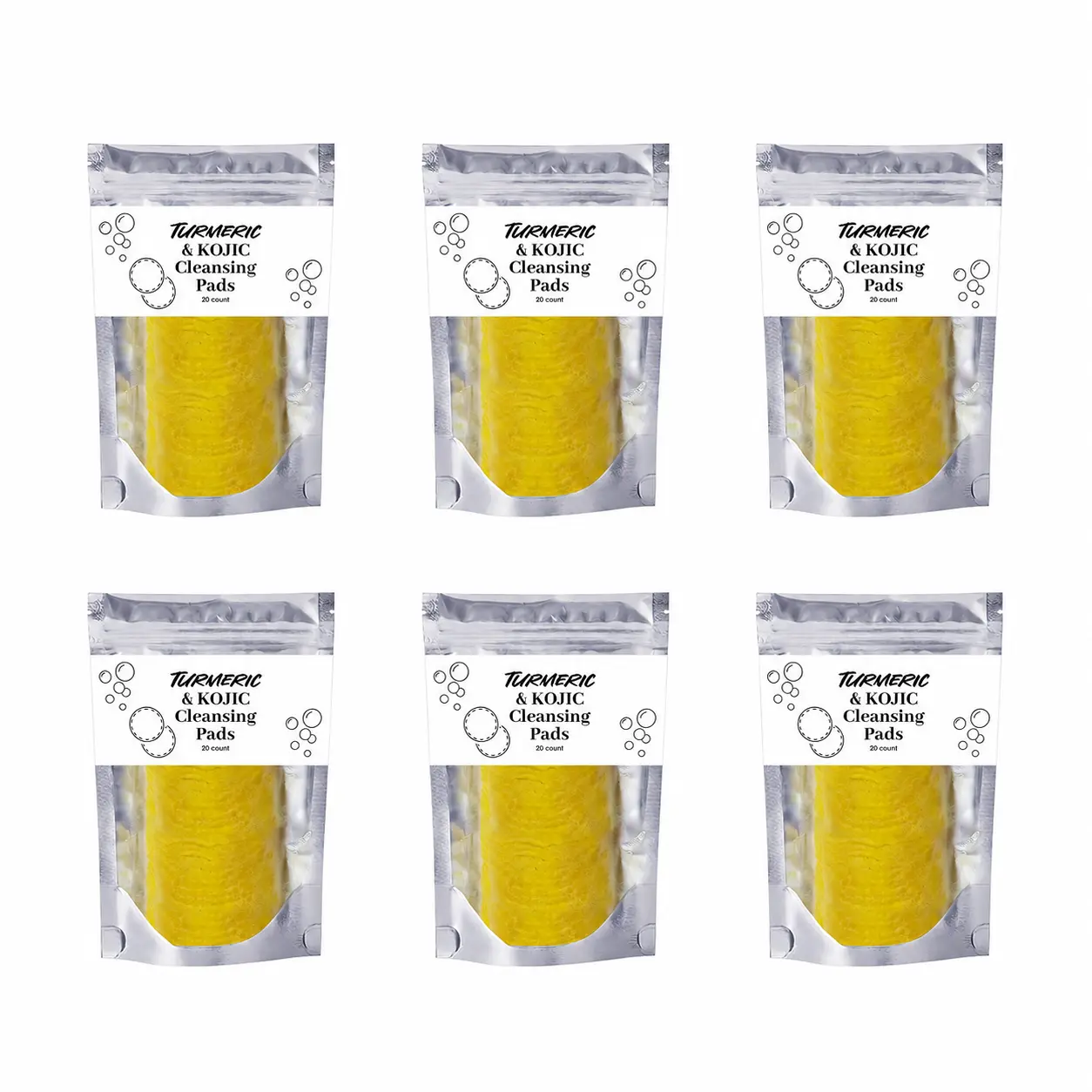 Turmeric & Kojic Cleansing Pads, 20 Count Facial Cleansing Pads for Daily Face Care, Convenient Skin Care Essential for Home and Travel