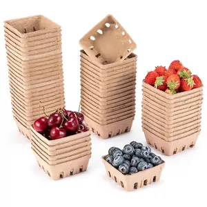 60-Pack Paper Pulp Fiber Fruit Basket, Farmhouse Home Decor Hanging Containers for Strawberry, Blueberry, Wedding Use