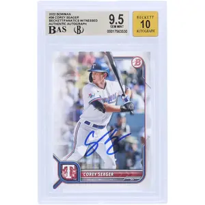 Corey Seager Texas Rangers Autographed 2022 Bowman #38 Beckett Fanatics Witnessed Authenticated 9.5/10 Card - Fanatics Authentic Certified