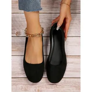 Women's Elegant Solid Color Round Toe Flat Shoes, Fashionable Slip on Shoes for Daily Wear, Lightweight Comfortable Shoes for Women & Girls(Sheet)