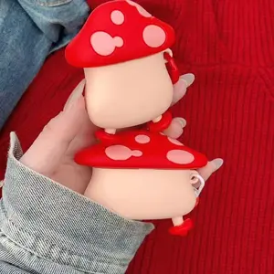 Creative Cute Mushroom Design AirPods Case Compatible with AirPods 4/3, Unique Protective Cover for Apple Wireless Earbuds, Stylish Accessory for Music Lovers