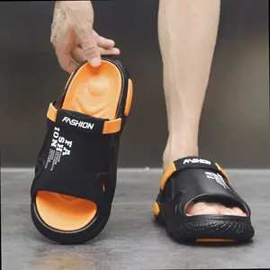 Men's Comfortable Lightweight Sandals Casual Colorblock Anti-Slip Slipper with Ultra-Thick Soles, Non-Slip Wear, and Letter Print Design