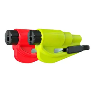 The Original Emergency Keychain Car Escape Tool, 2-in-1 Seatbelt Cutter and Window Breaker, Made in USA, Yellow, Red - Compact Emergency Hammer