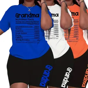 Plus Size Letter Print Two Pieces Plus Size Letter Print Crew Neck T-Shirt, Casual Short Sleeve Top For Spring & Summer, Women's Plus Size Clothing