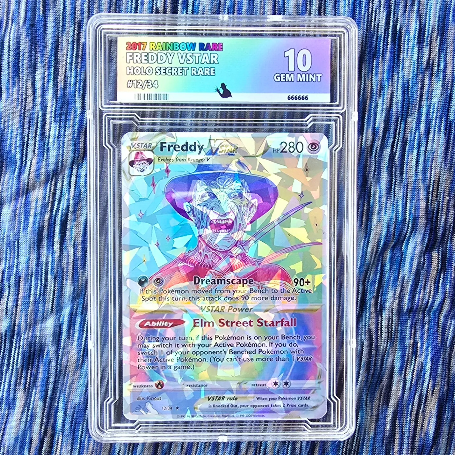 Freddy Krueger w/ Custom Slab Pokemon Card Freddy Krueger w/ Custom Slab Pokemon Card