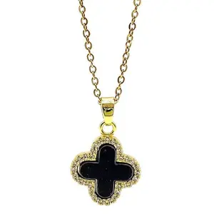 Black Clover Stainless Steel Pendant Necklace