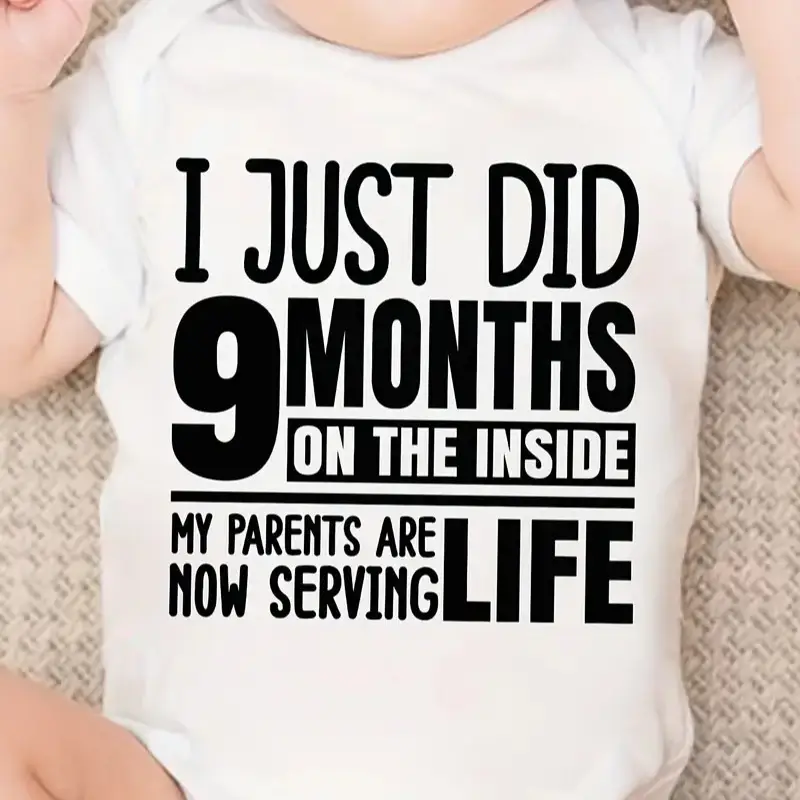 Baby Jumpsuit "I Just Made 9 One Months inside"Funny Letter Print, Soft cotton Short Sleeve Jumpsuit, Suitable for Newborn to One Months,for Outdoor