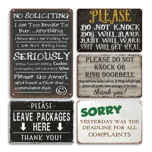 No Soliciting Do Not Knock the Door Metal Sign, Universal Wall Art Tin Plaque for Door Gate Yard Porch Posted, No Solicitation Warning