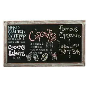 Rustic Wall-Mounted Torched Wood Chalkboard