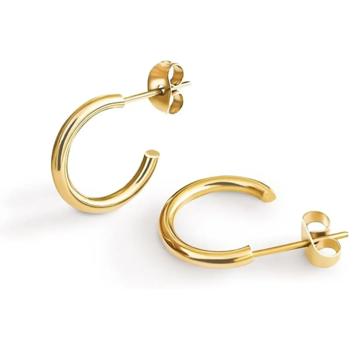 Altitude Boutique 15mm - 18K Small Gold Hoop Earrings For Women | Gold Plated Thin Tube Earrings | Lightweight, Hypoallergenic Chunky Gold Open Hoops
